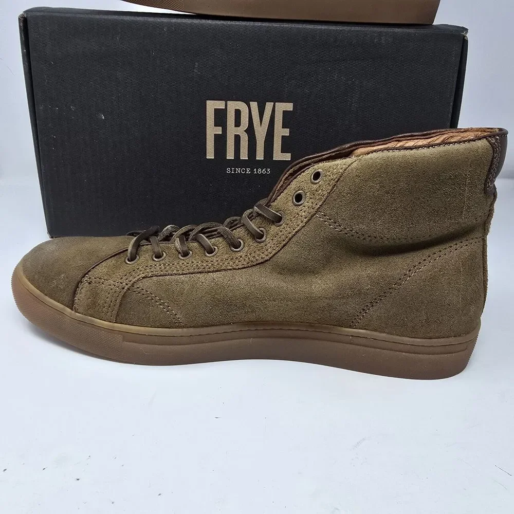 Frye Boots Mens Walker Midlace High Top Suede Leather Shoes Chestnut‎ Size 10.5
